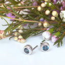 Silver Double Tube London Blue Topaz Earrings