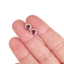 Silver Double Tube Rhodolite Earrings