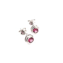 Silver Double Tube Rhodolite Earrings