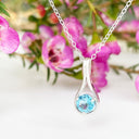 Silver Droplet Blue Topaz Pendant