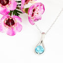 Silver Droplet Blue Topaz Pendant