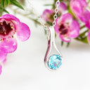 Silver Droplet Blue Topaz Pendant