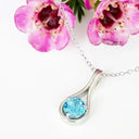 Silver Droplet Blue Topaz Pendant