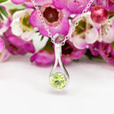 Silver Droplet Peridot Pendant