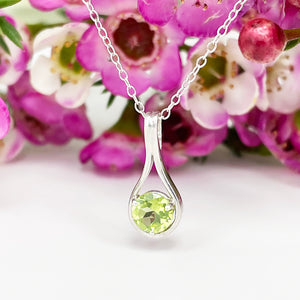 Silver Droplet Peridot Pendant