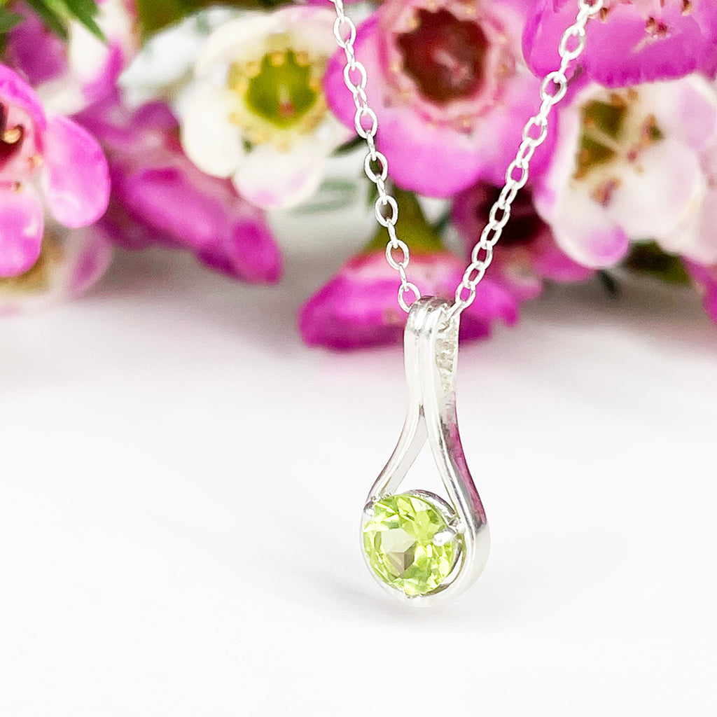 Silver Droplet Peridot Pendant