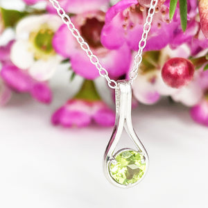 Silver Droplet Peridot Pendant