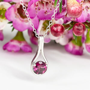 Silver Droplet Rhodolite Pendant