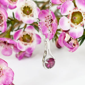 Silver Droplet Rhodolite Pendant