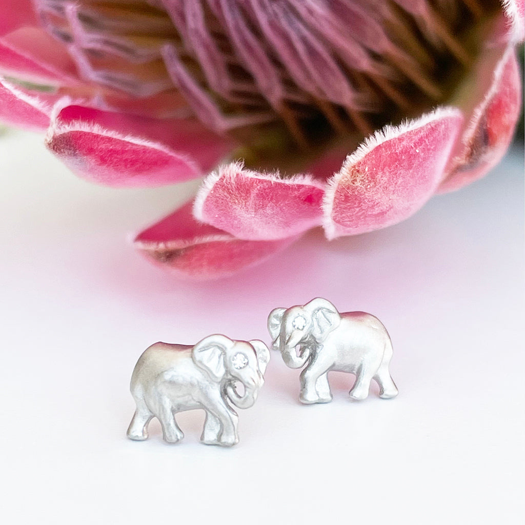 Silver Elephant Earrings