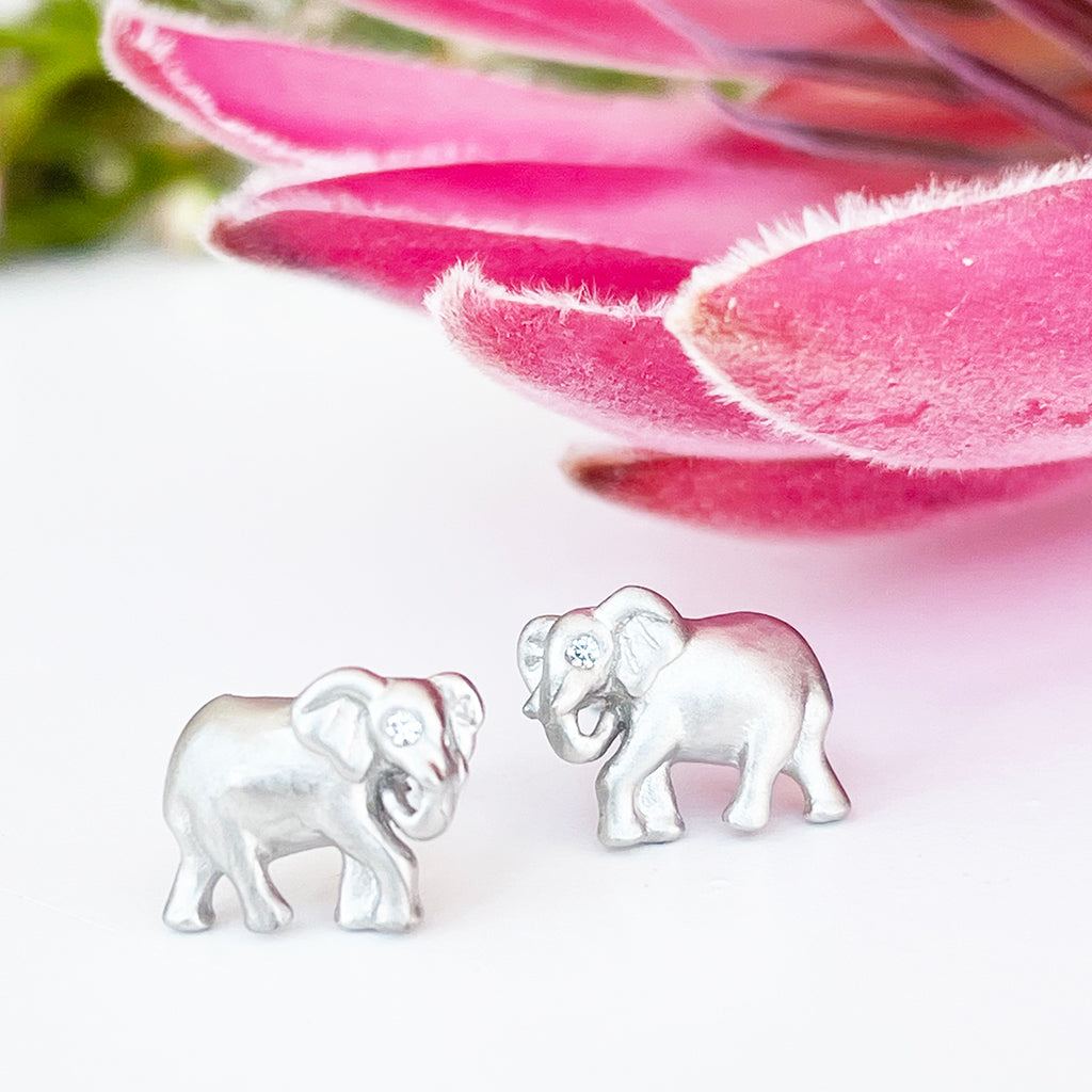 Silver Elephant Earrings