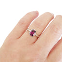 Silver Elongated Cushion Bezel Set Rhodolite Ring