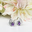 Silver Filigree Amethyst Studs