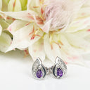 Silver Filigree Amethyst Studs