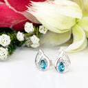 Silver Filigree London Blue Topaz Studs