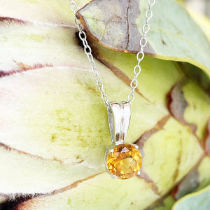 Silver Grooved Bale Citrine Pendant