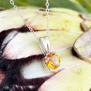 Silver Grooved Bale Citrine Pendant