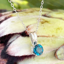 Silver Grooved Bale London Blue Topaz Pendant