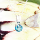 Silver Grooved Bale London Blue Topaz Pendant