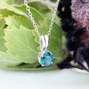 Silver Grooved Bale London Blue Topaz Pendant