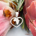 Silver Heart and Africa Map Pendant