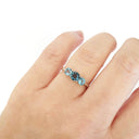 Silver London Blue and Blue Topaz Rainbow Trilogy Ring