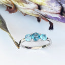 Silver London Blue and Blue Topaz Rainbow Trilogy Ring