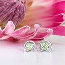 Silver Peridot Spiral Studs