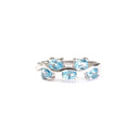 Silver Multiple Oval Blue Topaz Wave Ring