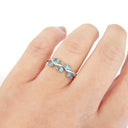 Silver Multiple Oval Blue Topaz Wave Ring