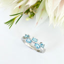 Silver Multiple Oval Blue Topaz Wave Ring