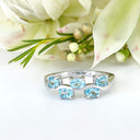 Silver Multiple Oval Blue Topaz Wave Ring