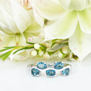Silver Multiple Oval London Blue Topaz Wave Ring