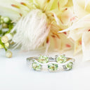 Silver Multiple Oval Peridot Wave Ring