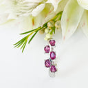 Silver Multiple Oval Rhodolite Wave Ring