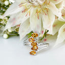 Silver Multiple Pear Cut Citrine Ring