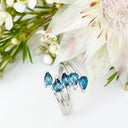 Silver Multiple Pear Cut London Blue Topaz Ring