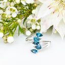 Silver Multiple Pear Cut London Blue Topaz Ring