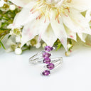 Silver Multiple Pear Cut Rhodolite Ring