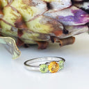 Silver Peridot and Citrine Trilogy Rainbow Ring