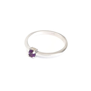 Silver Petite Solitaire Amethyst Ring