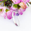 Silver Petite Solitaire Amethyst Ring