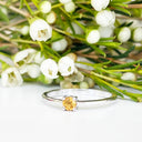 Silver Petite Solitaire Citrine Ring