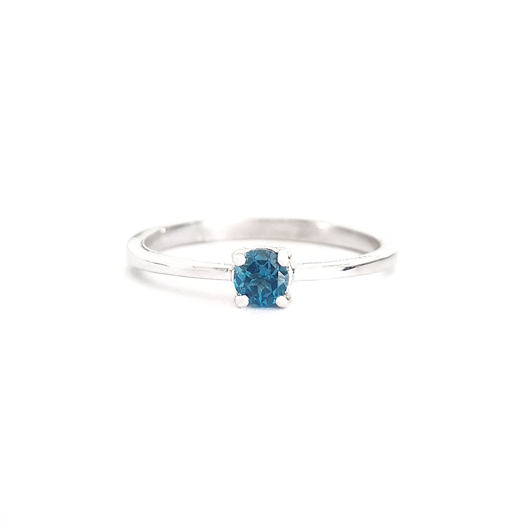 Silver Petite Solitaire London Blue Topaz Ring