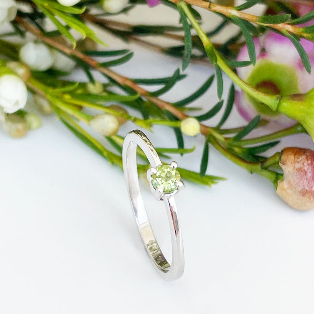 Silver Petite Solitaire Peridot Ring