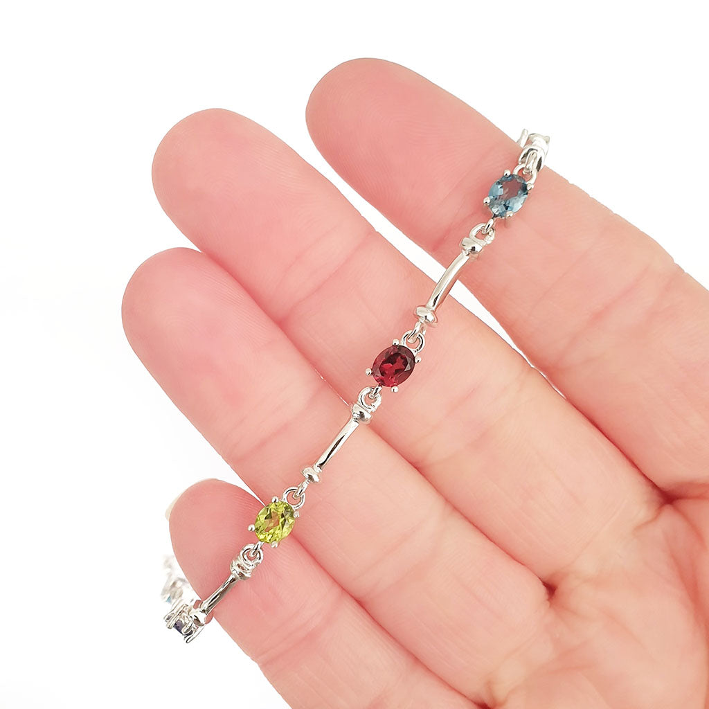 Silver Rainbow Bar Bracelet