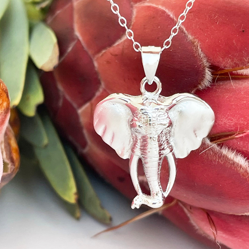 Silver Relief Elephant Pendant 27mm x 20mm (SML) Afrogem Jewellers