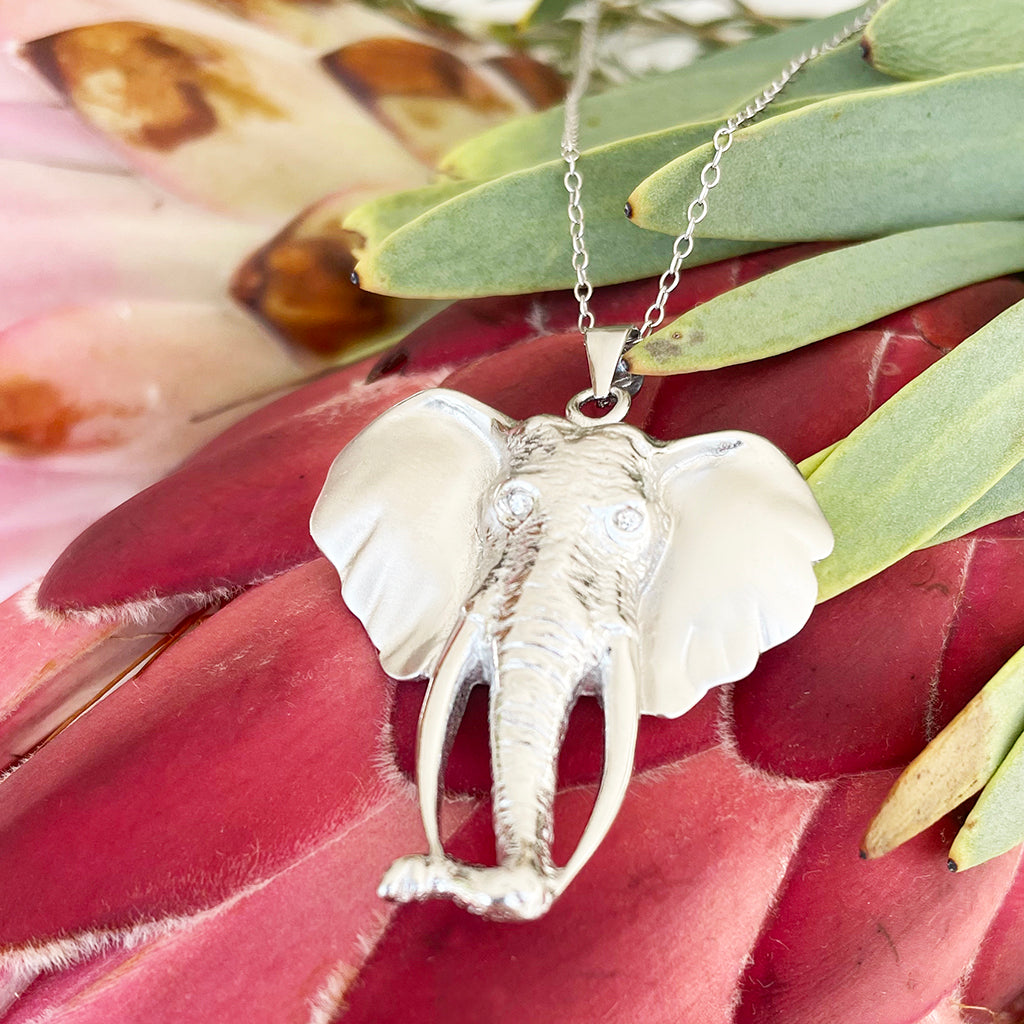 Silver Relief Elephant Pendants = 37mm x 30mm (LRG)