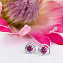 Silver Rhodolite Spiral Studs