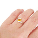 Silver Round Cut Citrine Twist Ring